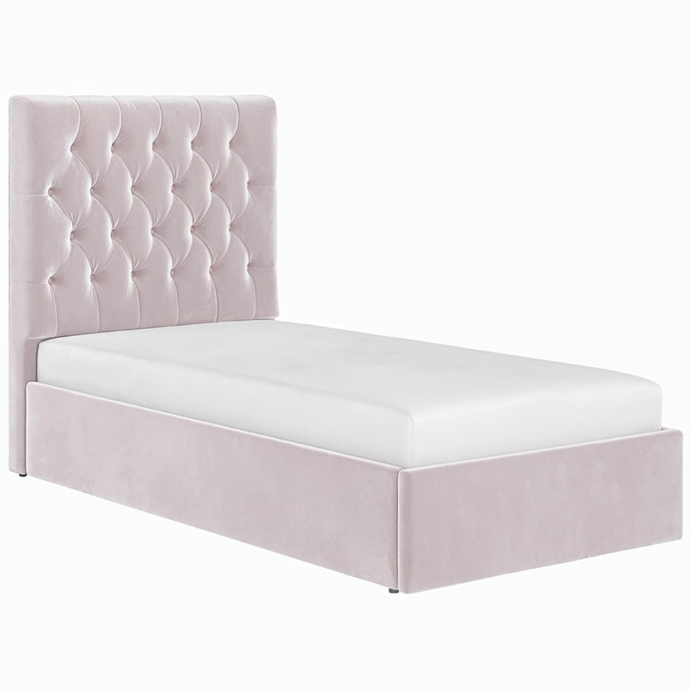 Flair Milan Single Pink Velvet Ottoman Bed Image 2