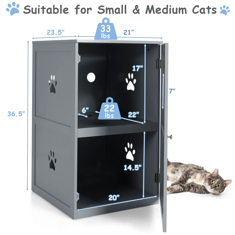 Costway 2 Tier Grey Cat Litter Box 93 x 60 x 56cm Image 9