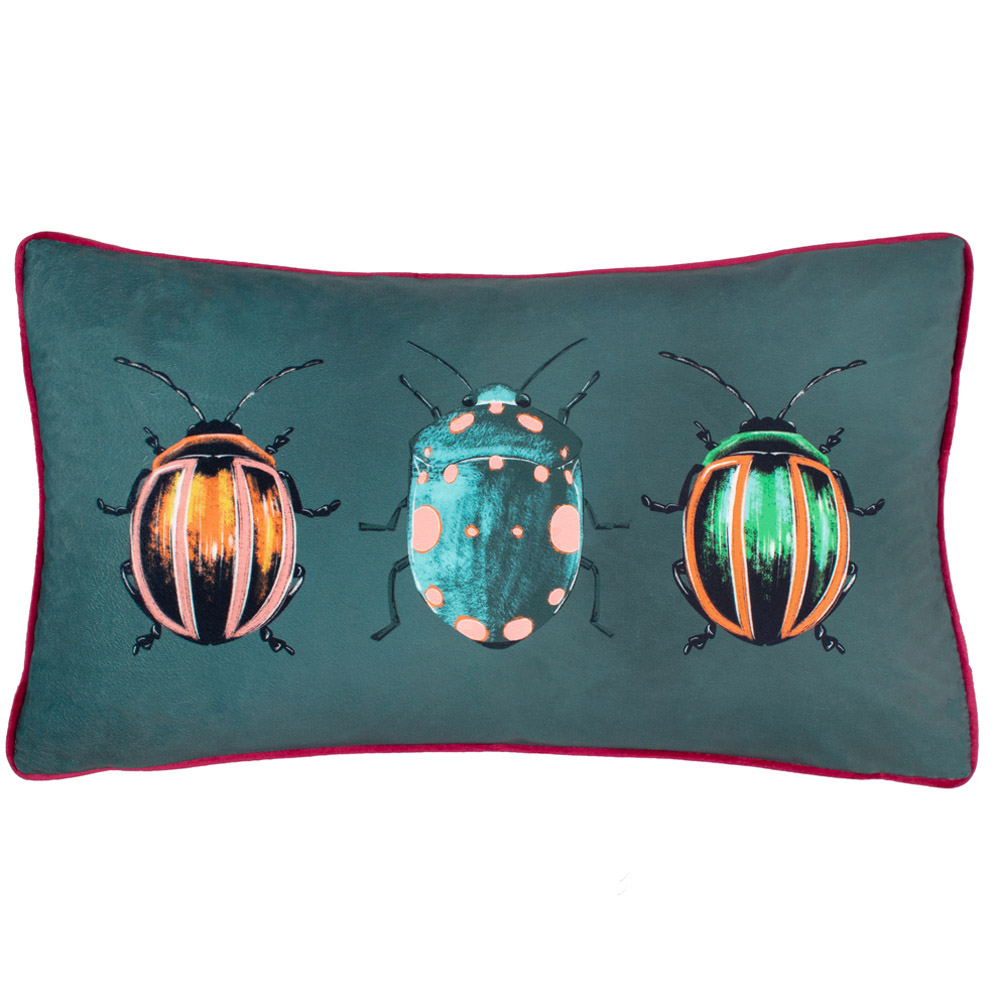 Furn Beetalis Emerald Velvet Piped Cushion 30 x 50cm Image 1