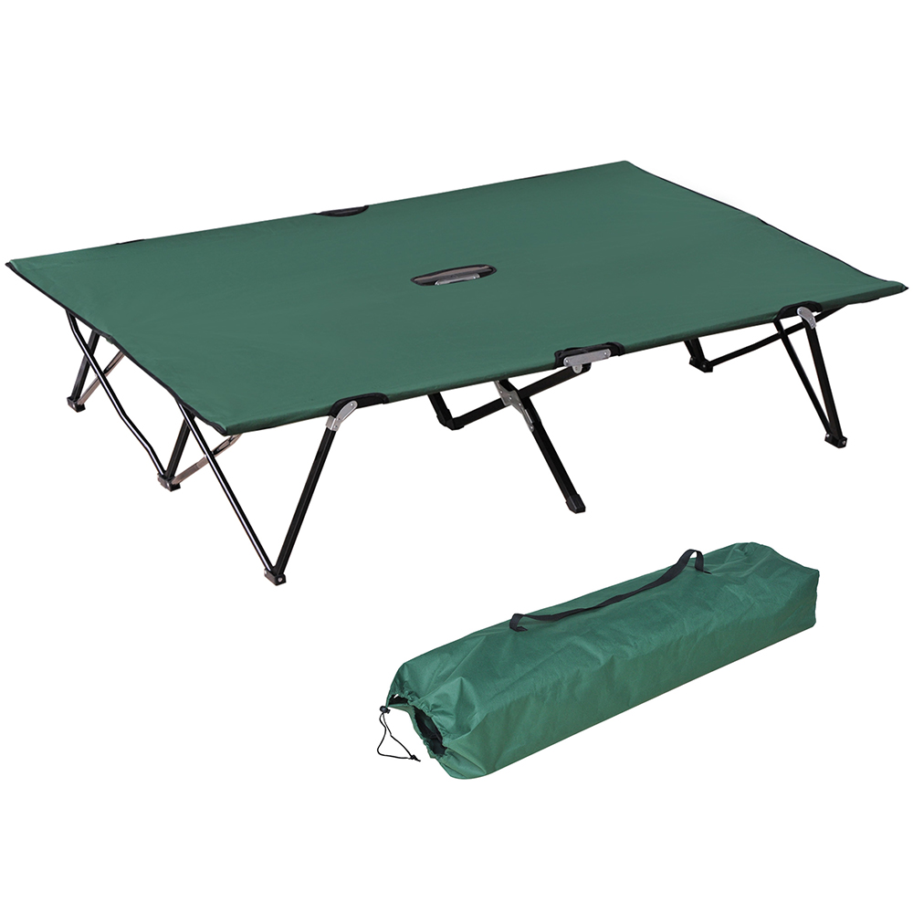 Outsunny Camping Cot with Bag Green Image 1