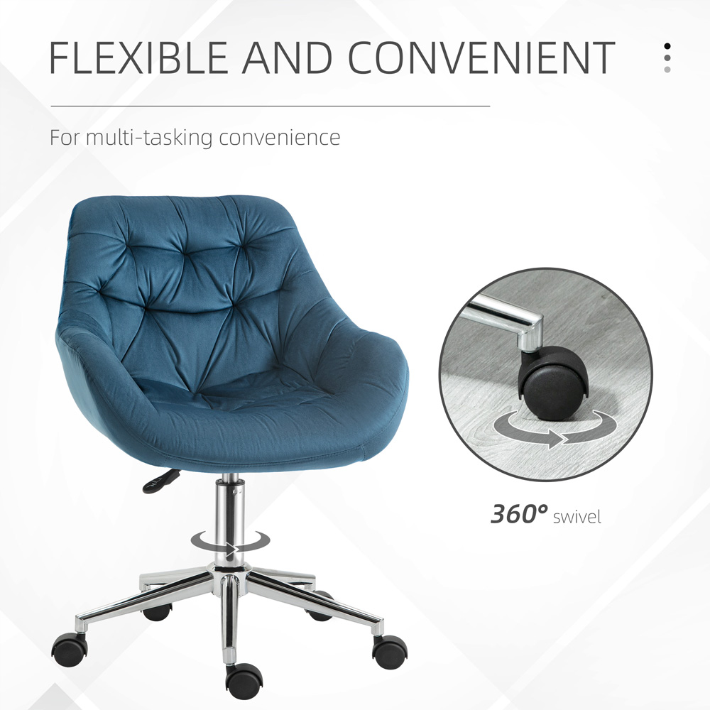 Portland Blue Velvet Swivel Office Chair Image 5
