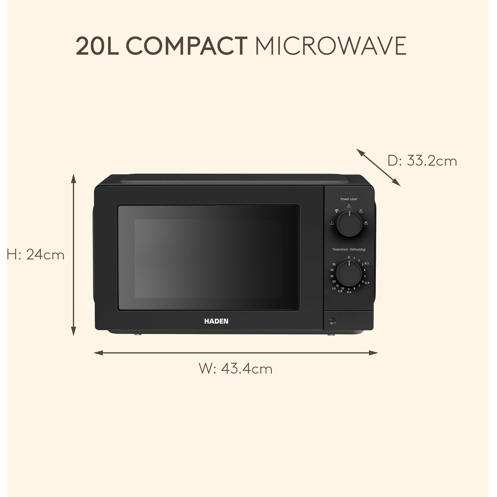 Haden 216175 Black Compact 20L Microwave Image 7