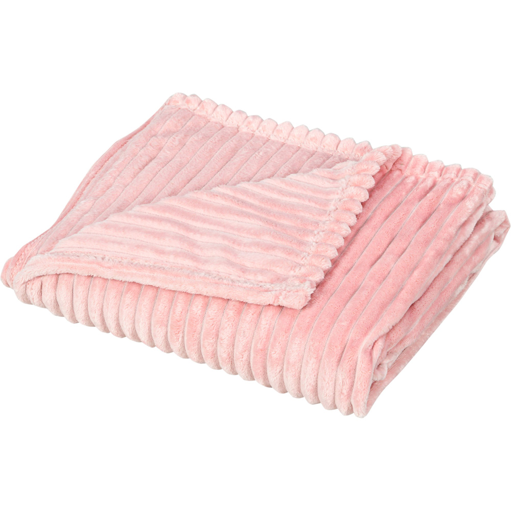 Portland Single Pink Flannel Fleece Blanket 152 x 127cm Image 1