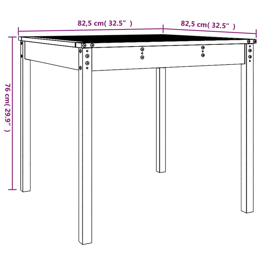 vidaXL 2 Seater Solid Pine Wood Garden Dining Table Natural Image 8