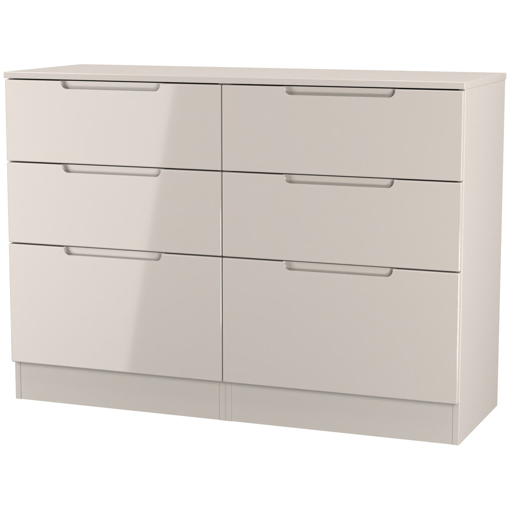 Crowndale Milan 6 Drawer Kashmir Gloss and Kashmir Wide Chest of Drawers Ready Assembled Image 2