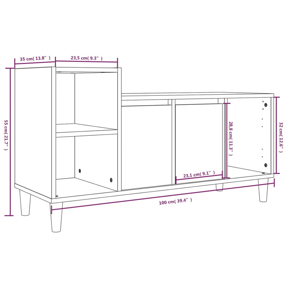 vidaXL 2 Door 3 Shelf Grey Sonoma TV Cabinet Image 9