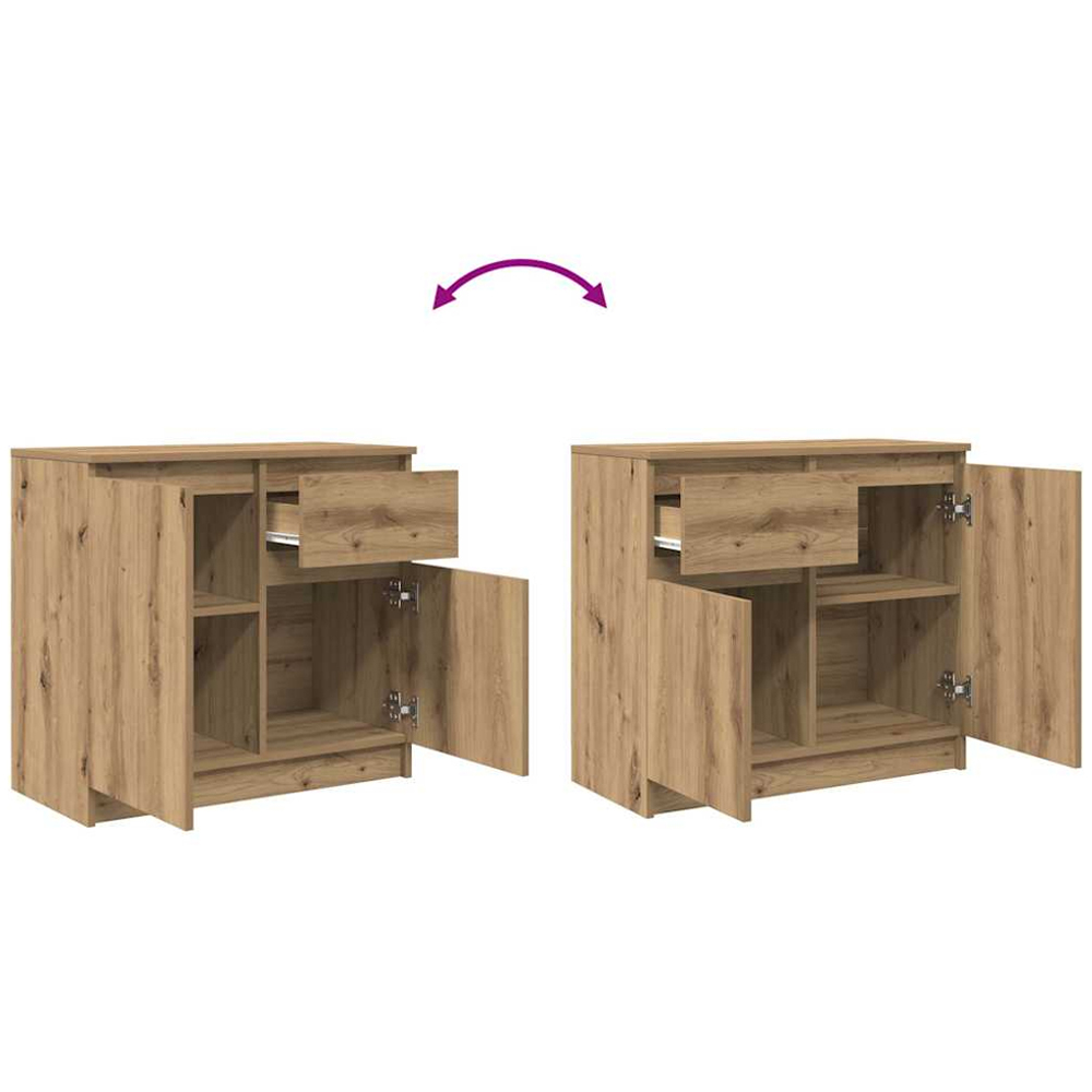 vidaXL 2 Door Single Drawer Artisan Oak Sideboard Image 9