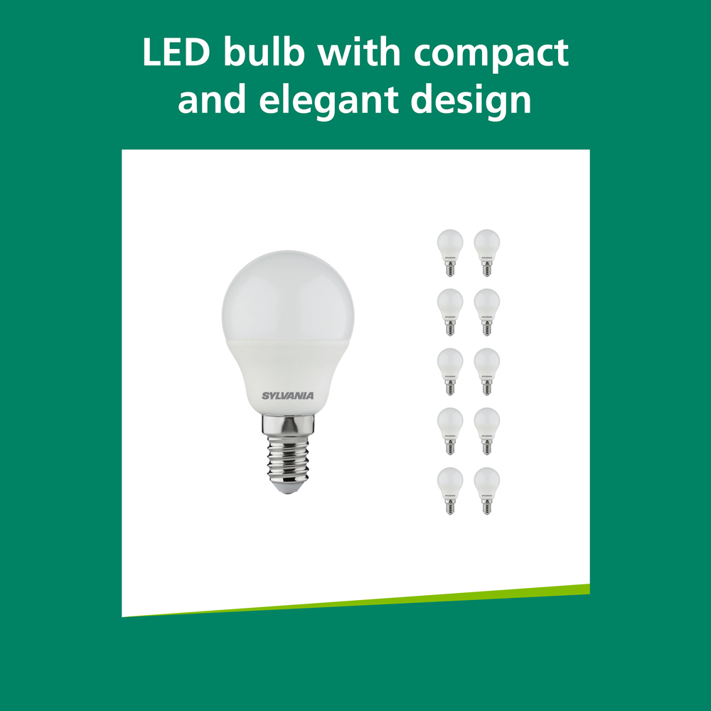 Sylvania 10 Pack ToLEDo Ball Cool White E14 4.5W LED Bulb Image 7