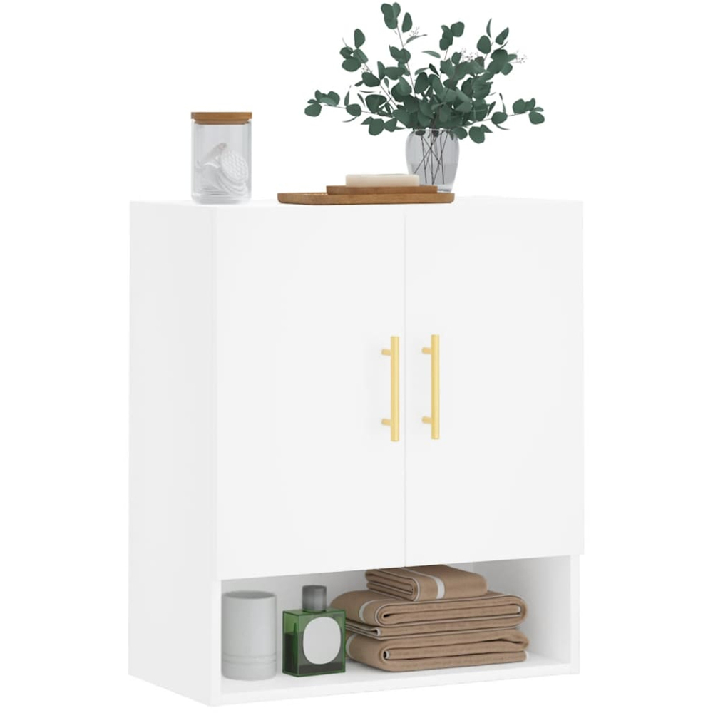 vidaXL 2 Door Single Shelf White Wall Cabinet Image 3