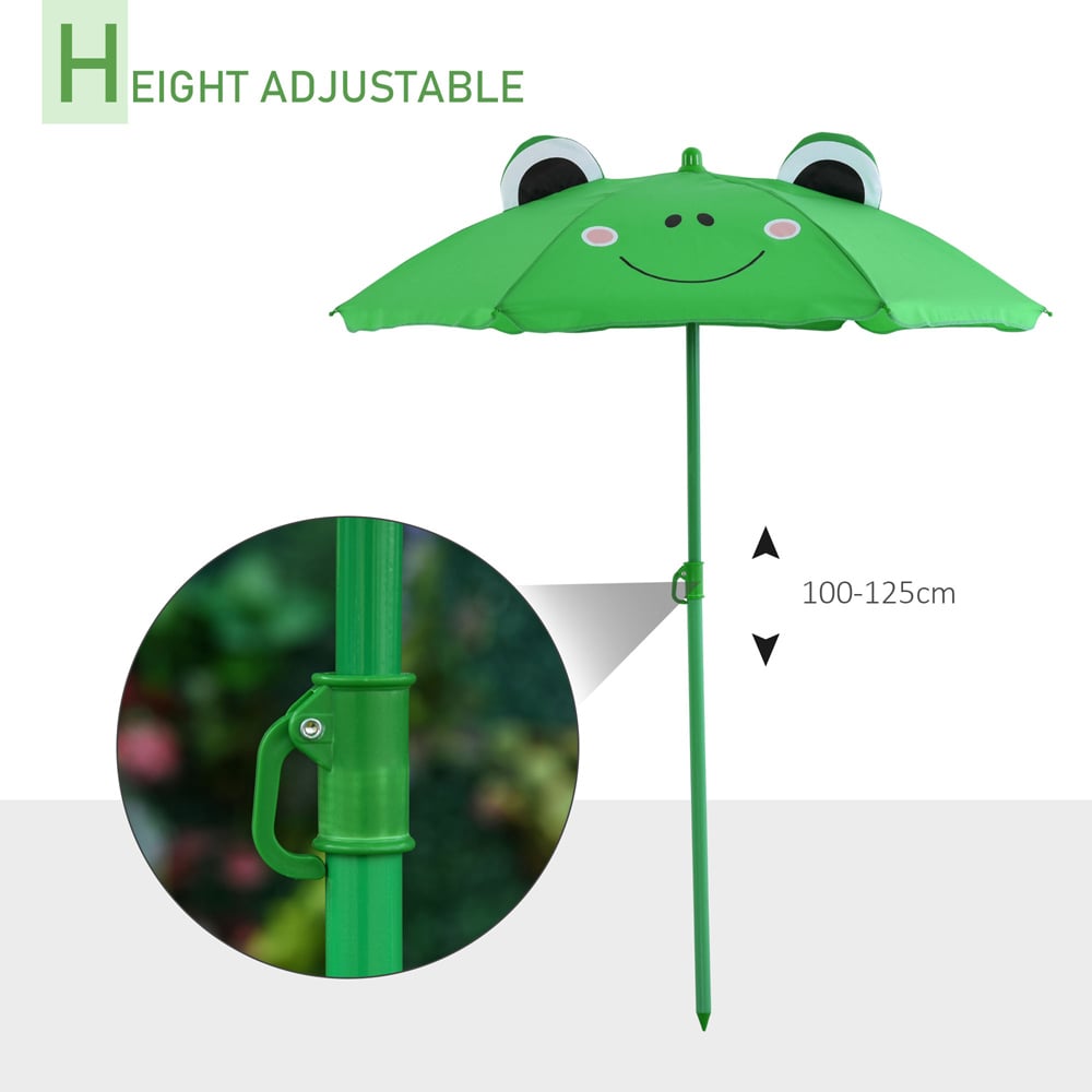 Outsunny Kids Frog Foldable Picnic Dining Set with Parasol Image 7