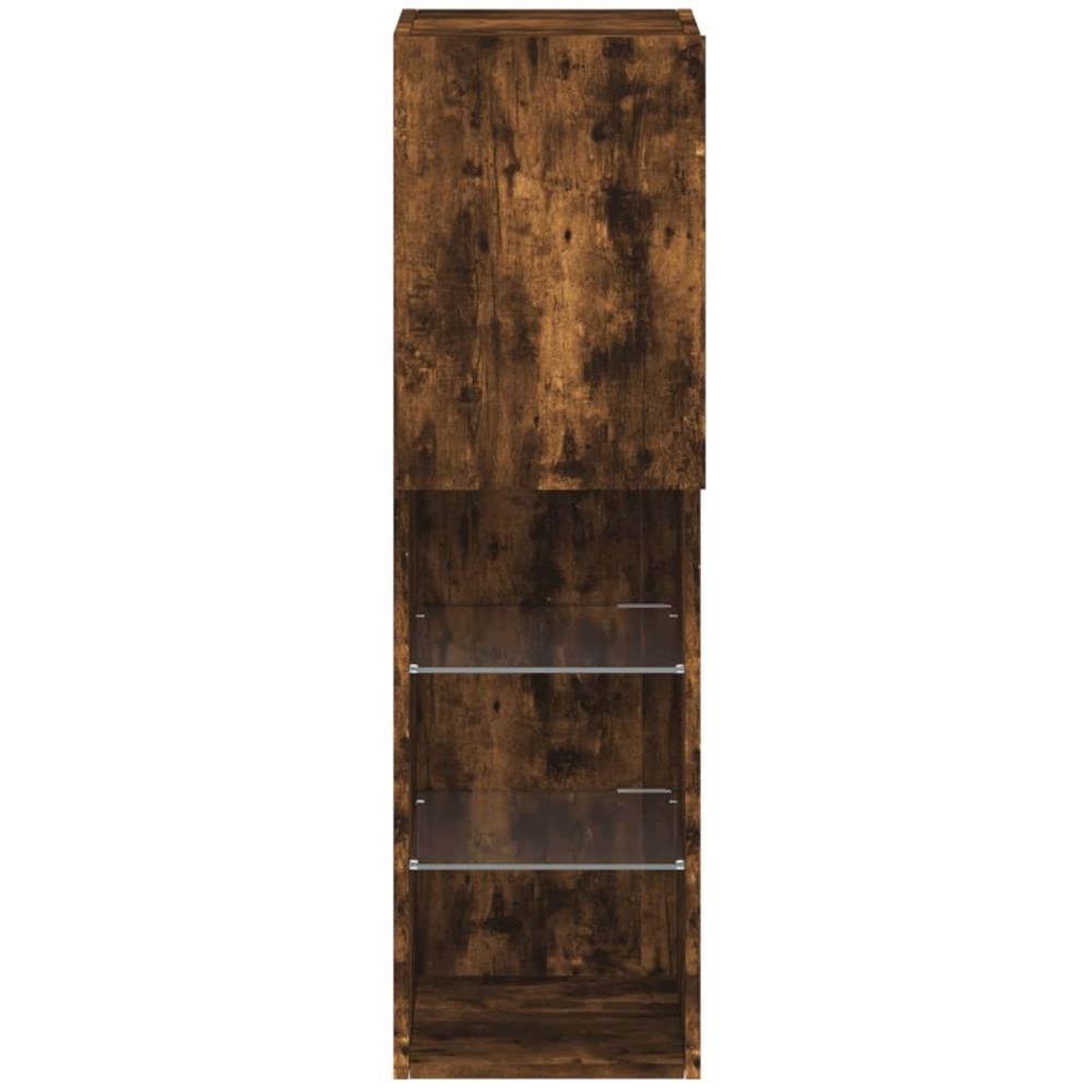 vidaXL Single Door 3 Shelf Smoked Oak Wall Mounted LED TV Cabinet Image 9