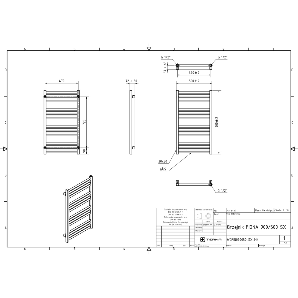 Terma Fiona E Sparkling Grey Electric Towel Rail 900 x 500mm Image 8