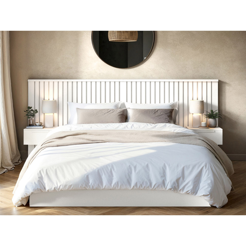 Solace+Co Taylor Double White Hotel Ottoman Bed with Side Table Image 5