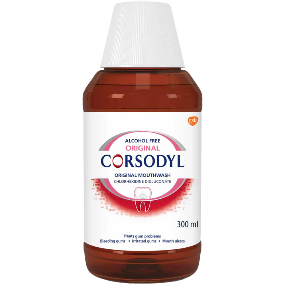 Corsodyl Gum Disease & Bleeding Gum Treatment Treatment Mouthwash Original Alcohol Free 300ml Image 1