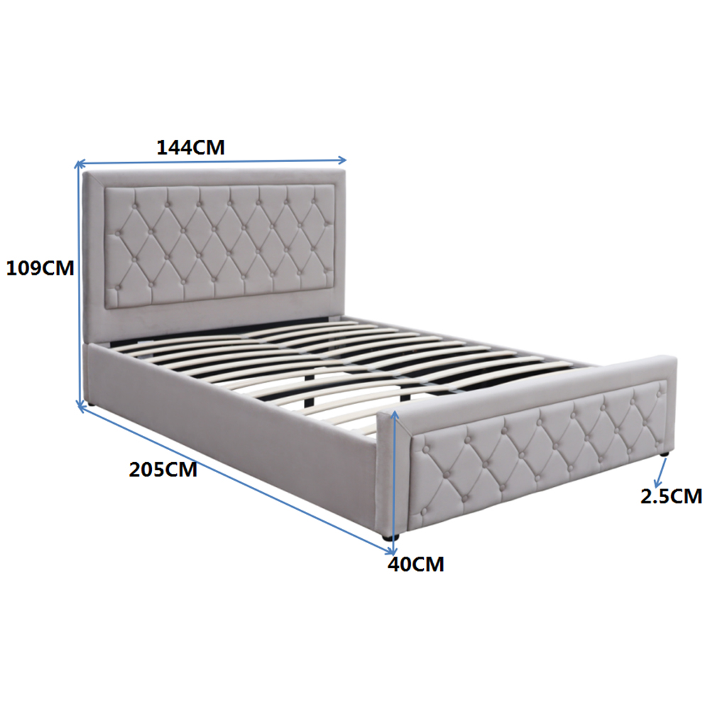 Kosy Koala Double Grey Velvet Tufted Gaslift Ottoman Bed with Mattress Image 8