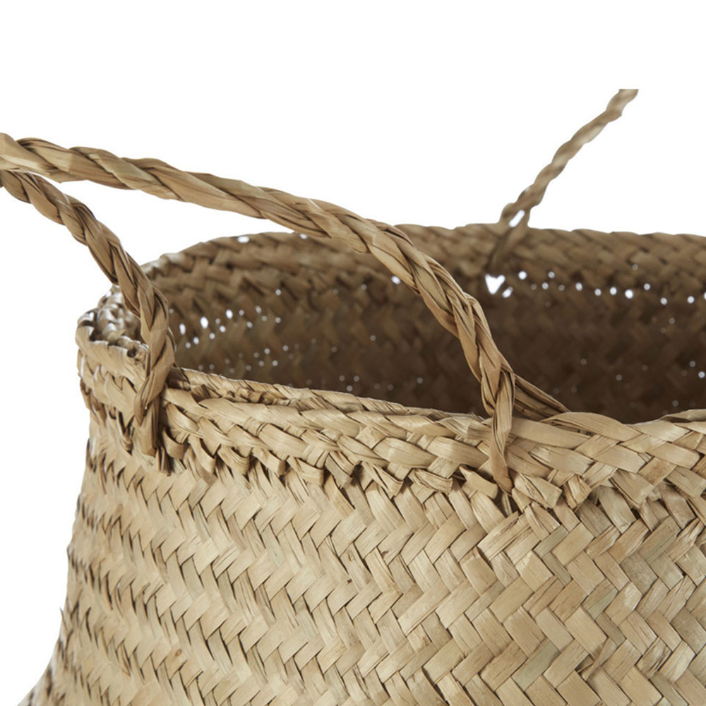 Premier Housewares Gold Sequin and Natural Large Seagrass Basket Image 3
