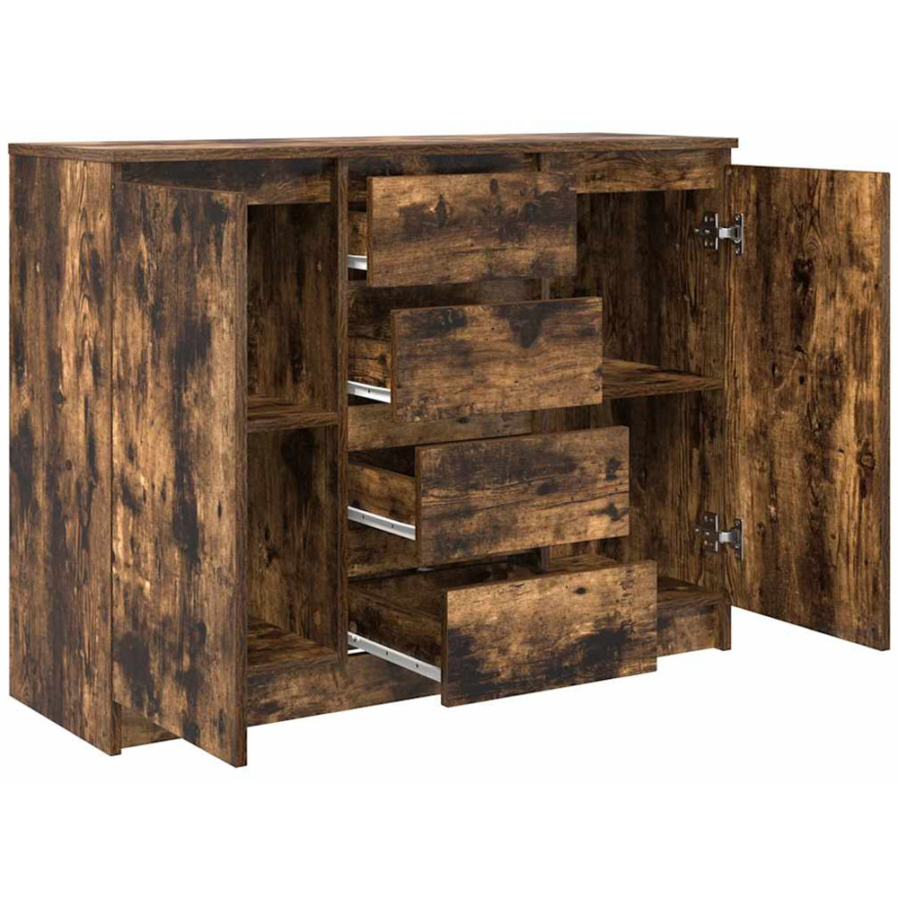 vidaXL 2 Door 4 Drawer Smoked Oak Sideboard Image 5