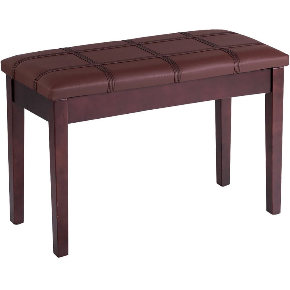 Costway Brown Wooden Piano Bench with Storage Image 2