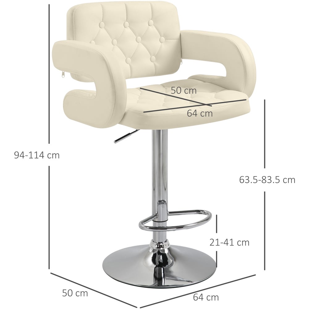 Portland Cream PU Leather Height Adjustable Swivel Bar Stool Image 8