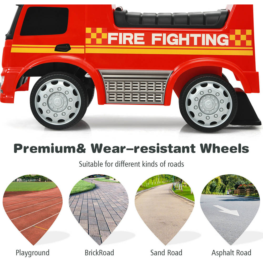 Costway Kids Red Licensed Mercedes Benz Firefighter Ride On Push Car Image 6