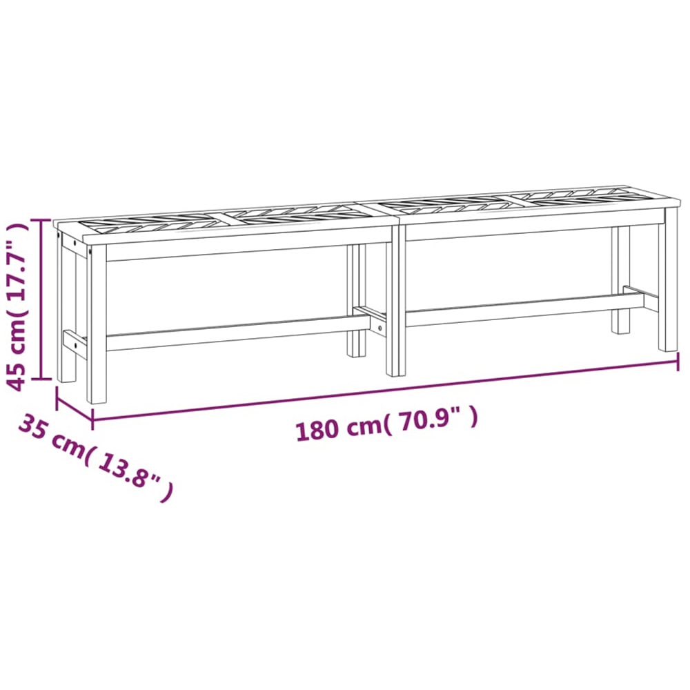 vidaXL 4 Seater Solid Wood Acacia Fishbone Slatted Garden Bench Image 7