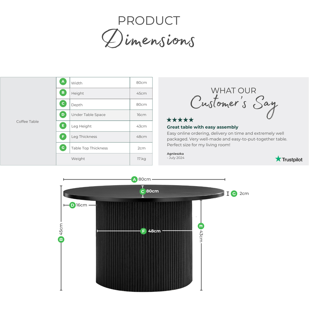 Furniturebox Penfold Black Round Wooden Pedestal Coffee Table Image 9