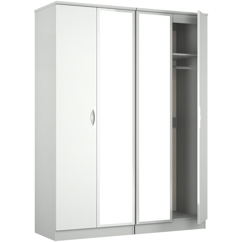 Crowndale Camden 4 Door Grey Gloss and Dusk Grey Mirrored Wardrobe Ready Assembled Image 5