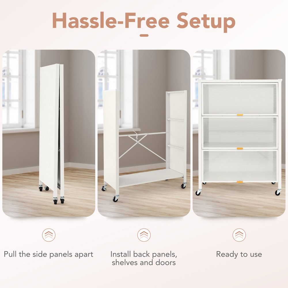 Costway 3 Shelf White Mobile Kitchen Rack Image 6
