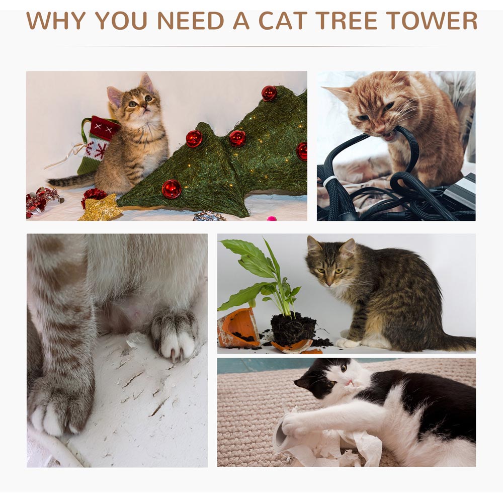 Pawhut Cat Tree Kitty Scratcher Grey 65cm Image 7