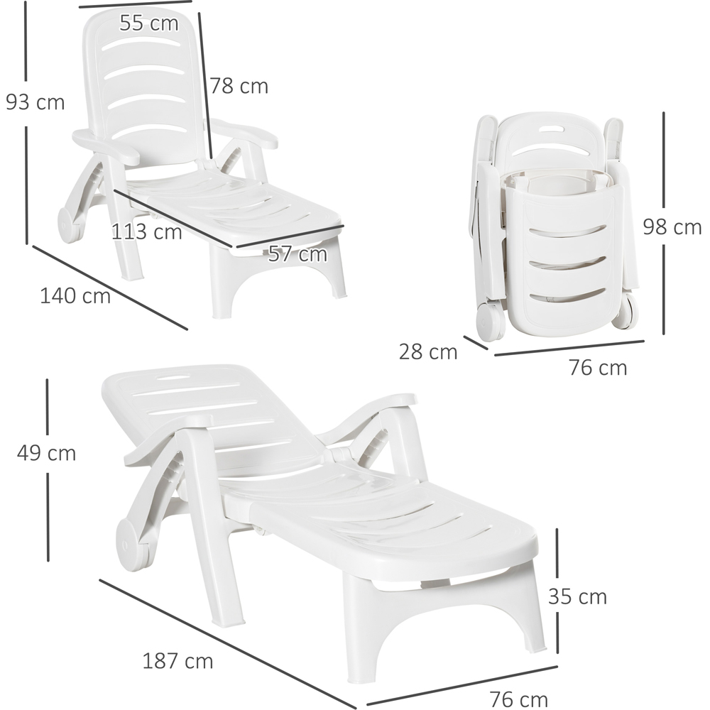 Outsunny Set of 2 White Foldable Outdoor Sun Lounger Image 7
