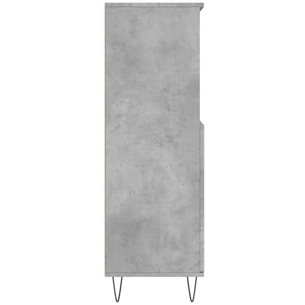 vidaXL 2 Door 2 Open Shelf Concrete Grey Highboard with Black Hairpin Legs Image 7