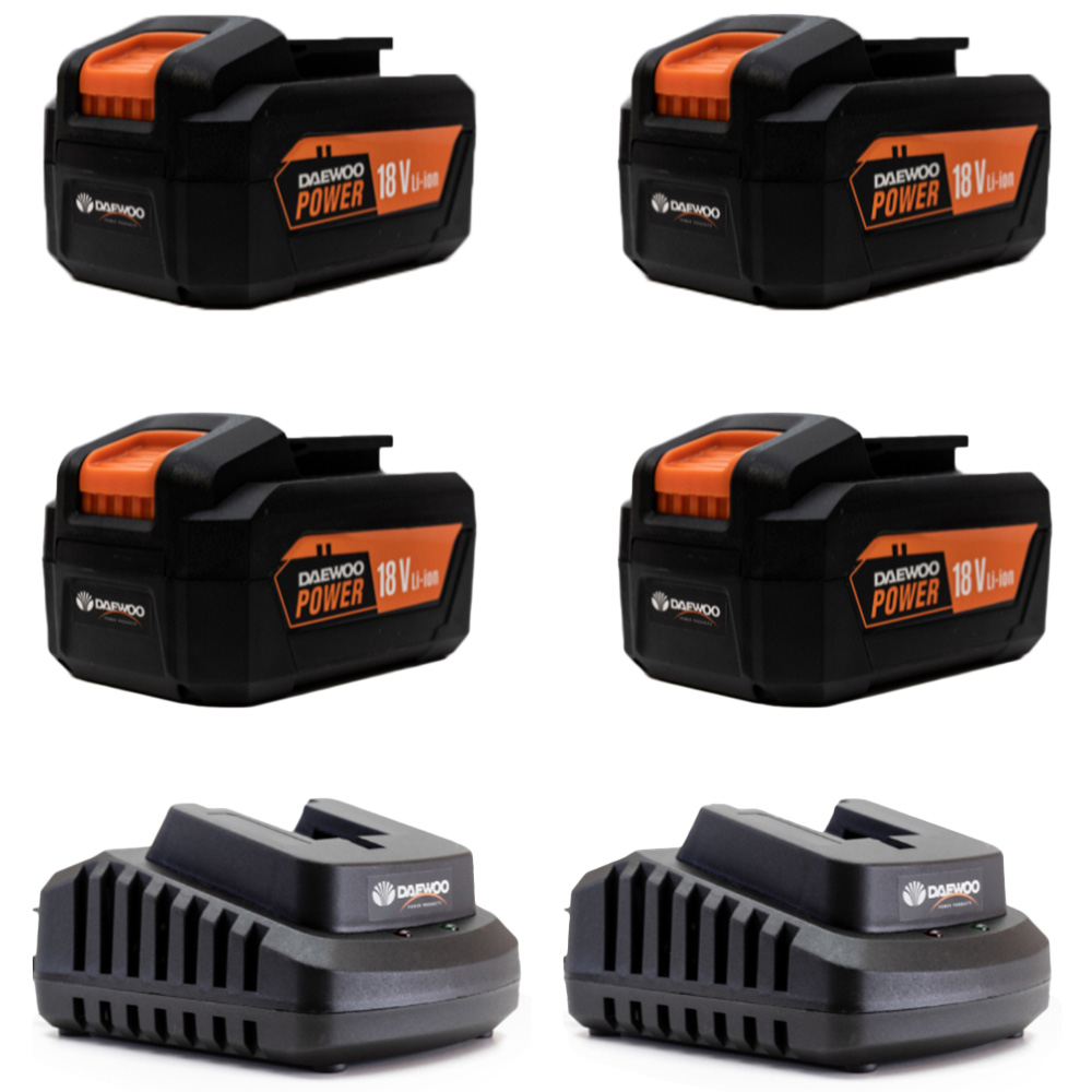 Daewoo U-Force 18V 4 x 4.0Ah Lithium-Ion Batteries with Chargers Image 1