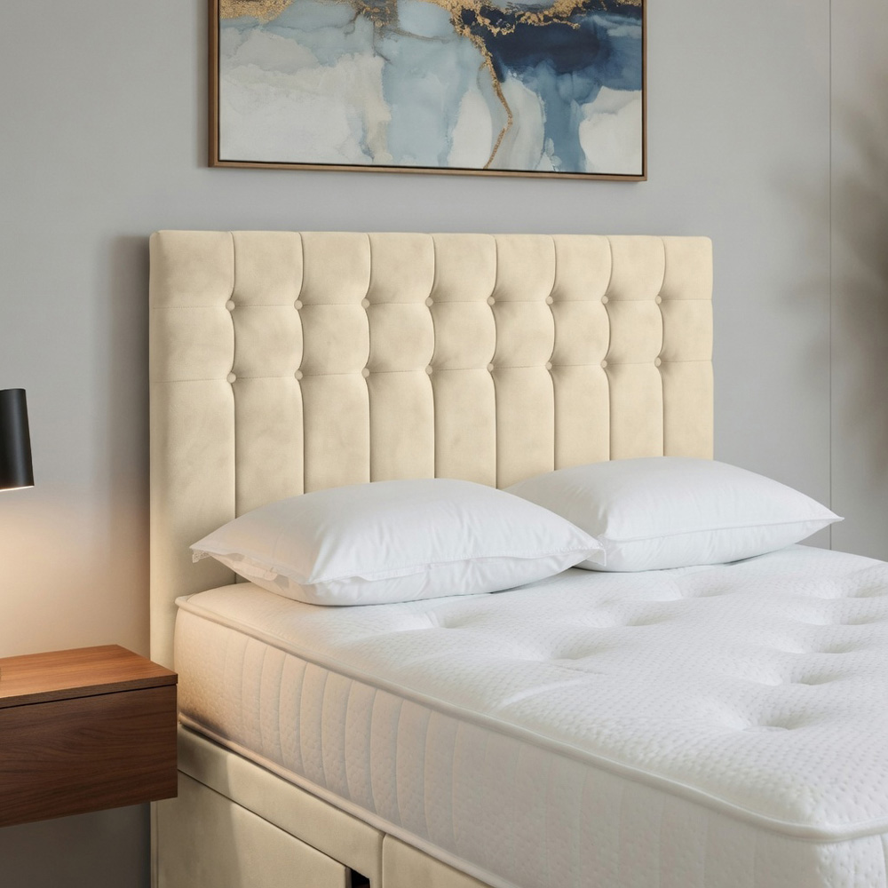 DS Living Casia King Size Cream Plush Velvet Divan Bed with 4 Drawer Image 4
