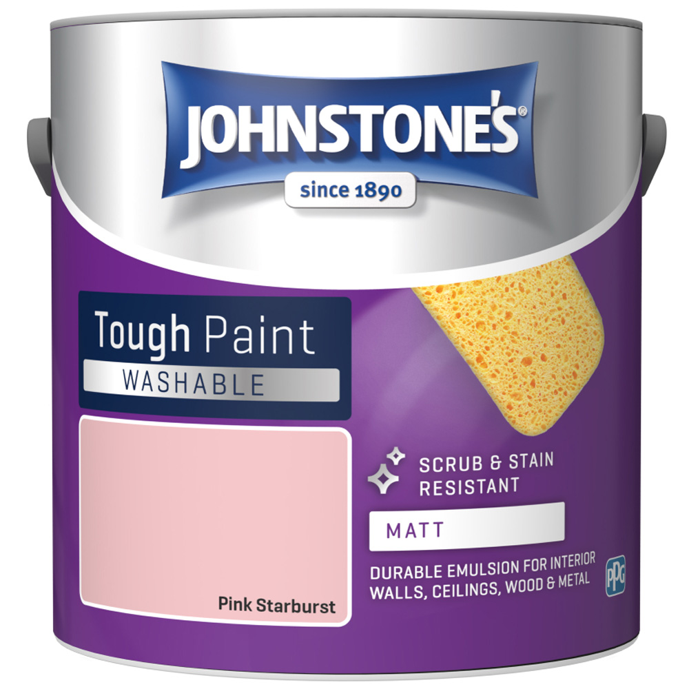 Johnstone's Washable Pink Starburst Matt Emulsion Paint 2.5L Image 2
