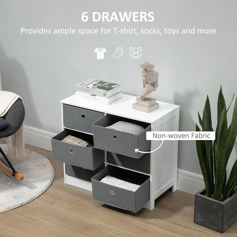 Portland 6 Drawer White and Grey Chest of Drawers Image 5