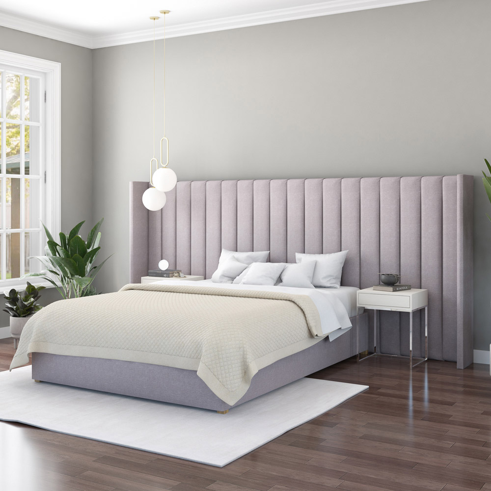 Aspire Furniture Grandeur Grey Eire Linen Wing Headboard Image 2