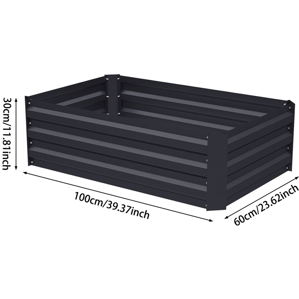 Living and Home 3.2 x 1.9ft Black Rectangle Weather Resistant Steel Raised Garden Bed Image 9