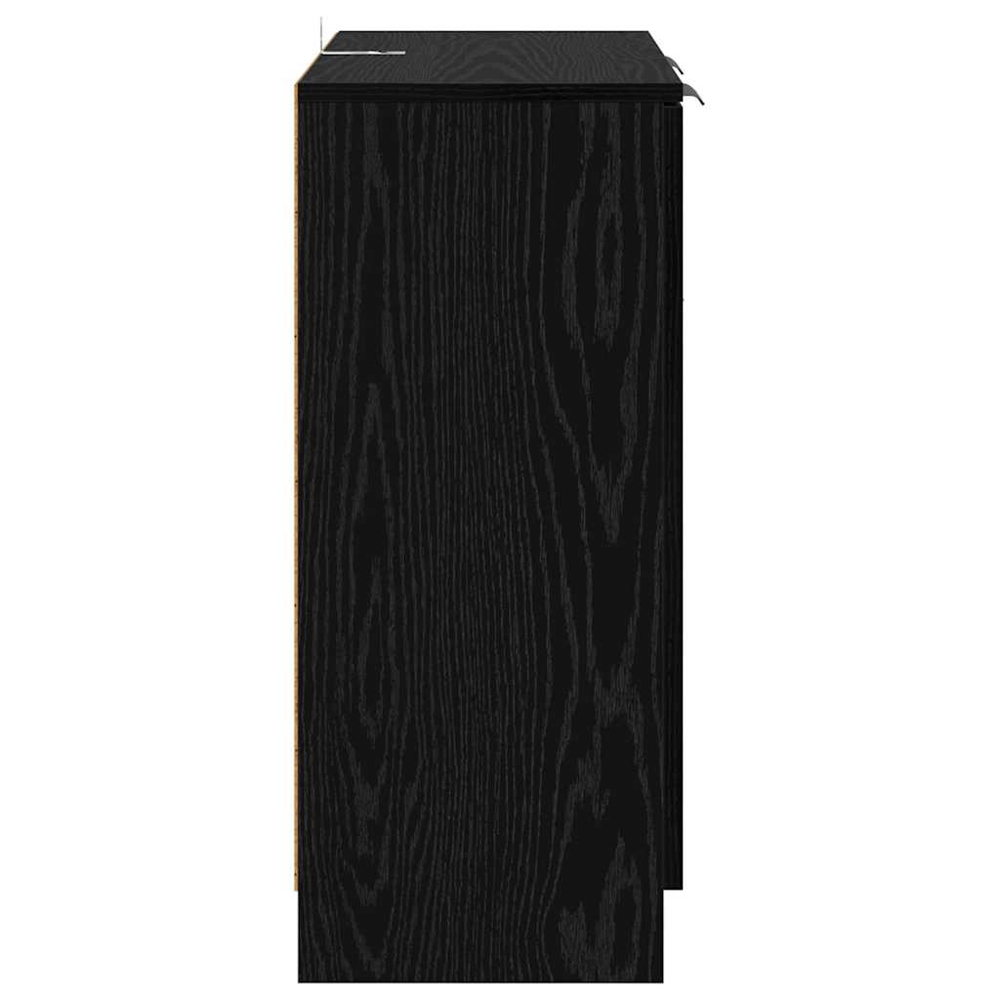 vidaXL 2 Door Single Drawer Black Oak Sideboard Set of 2 Image 8