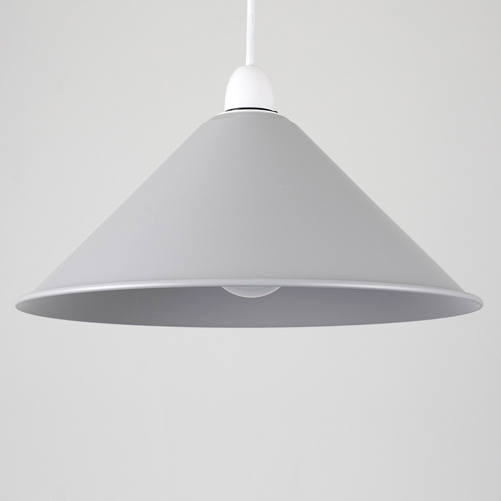 ValueLights Coolie Tapered Grey Pendant Lamp Shade Image 2