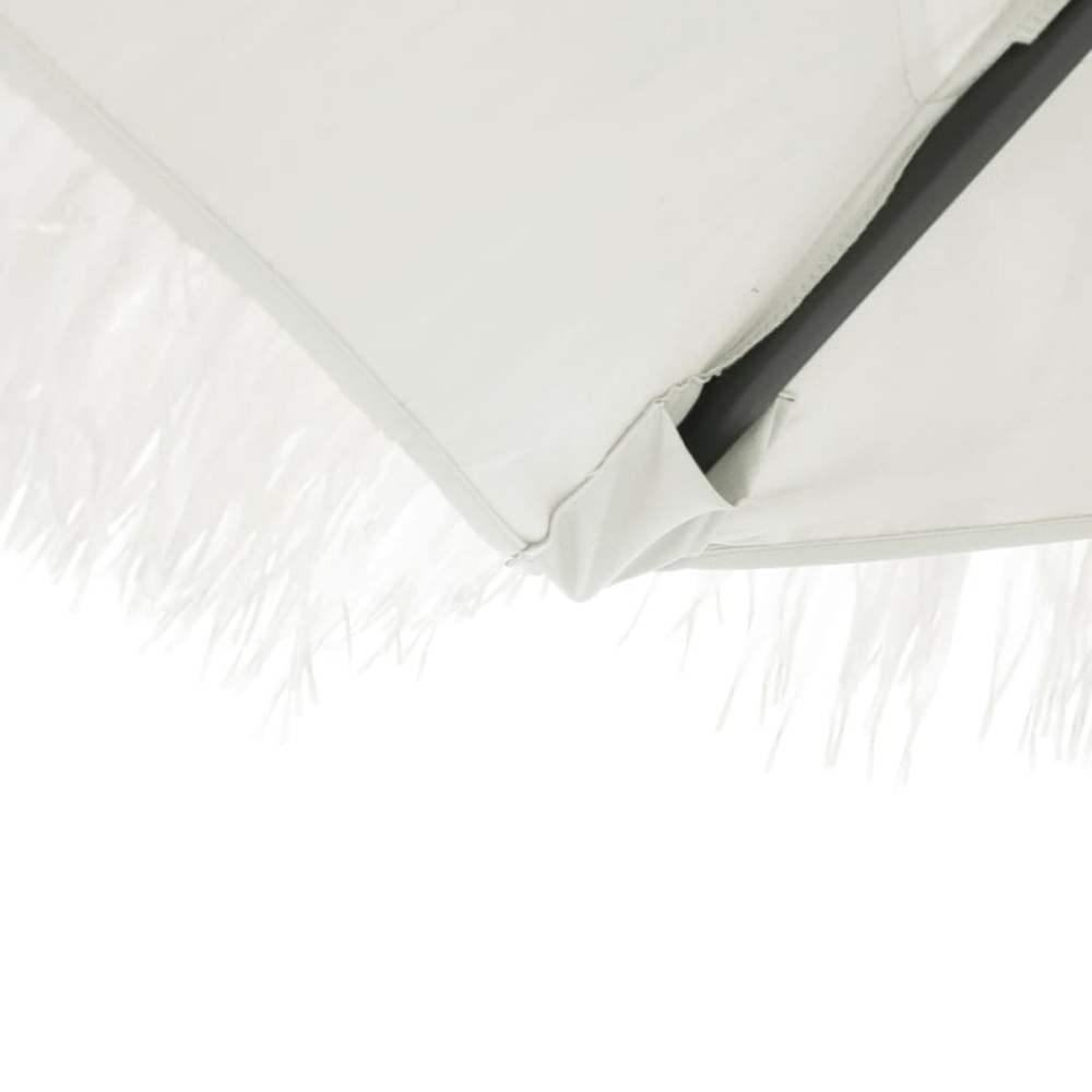 vidaXL White Straw Top Garden Parasol with Steel Pole 3.2m Image 6