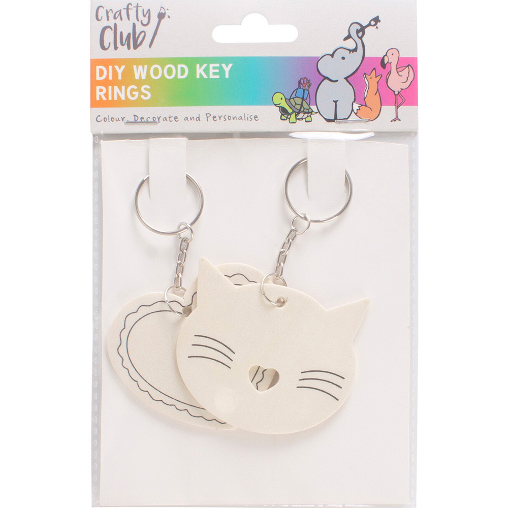 Art Studio DIY Wood Key Rings - Cat Image