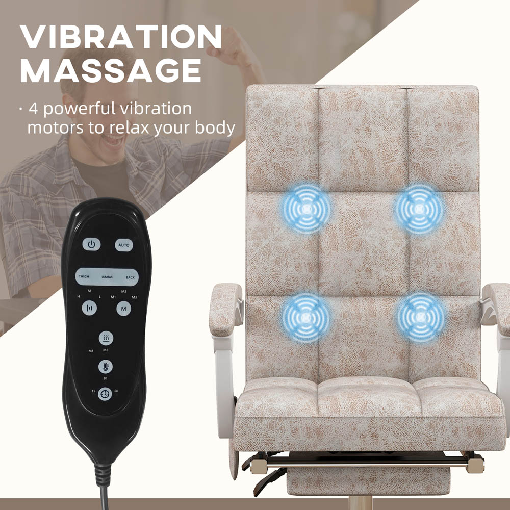 Portland Cream Microfibre Vibration Massage Swivel Office Chair Image 5