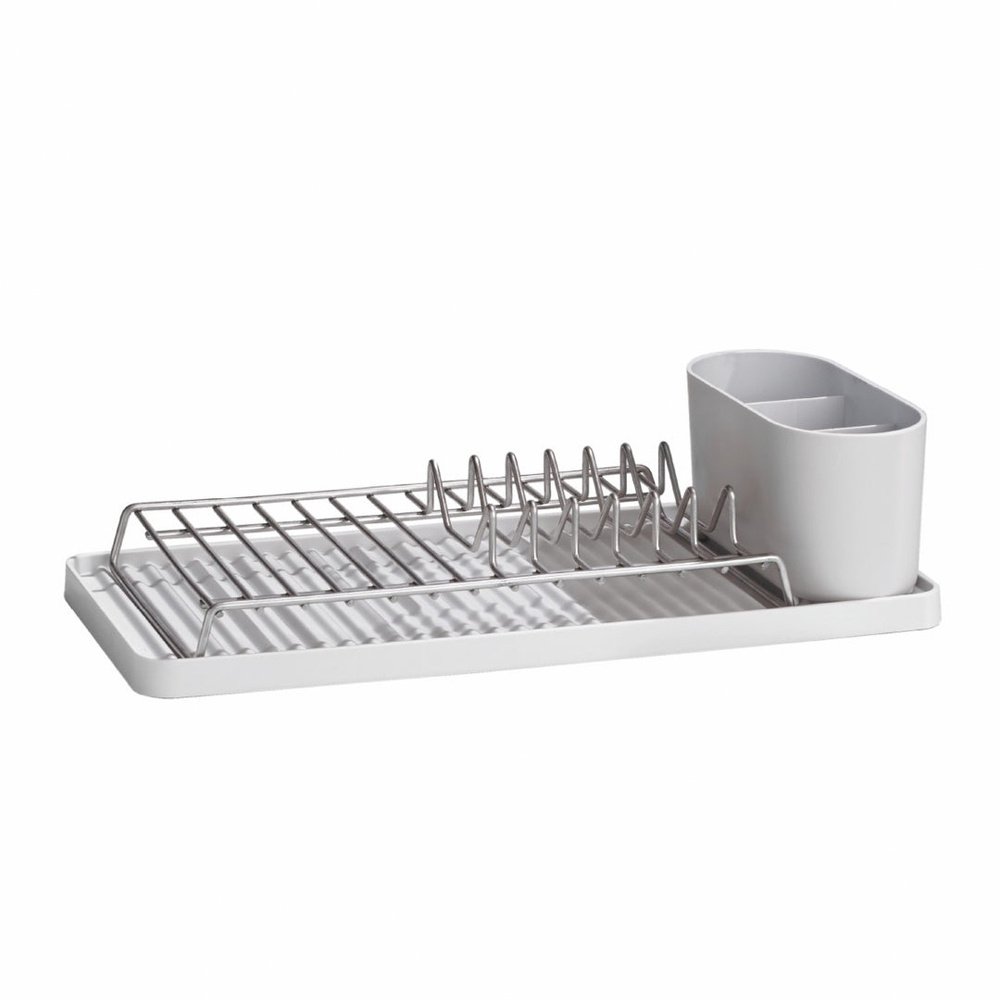 ReBorn Stone Effect Compact Kitchen Draining Rack with Cutlery Holder Image 3