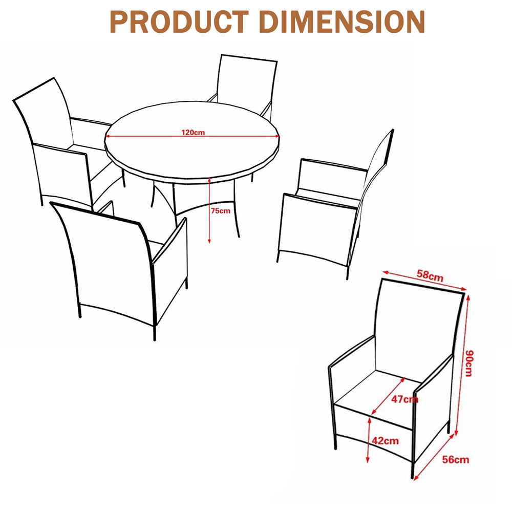 Furniture One 4 Seater Brown Rattan Garden Dining Set with Cushion Image 7