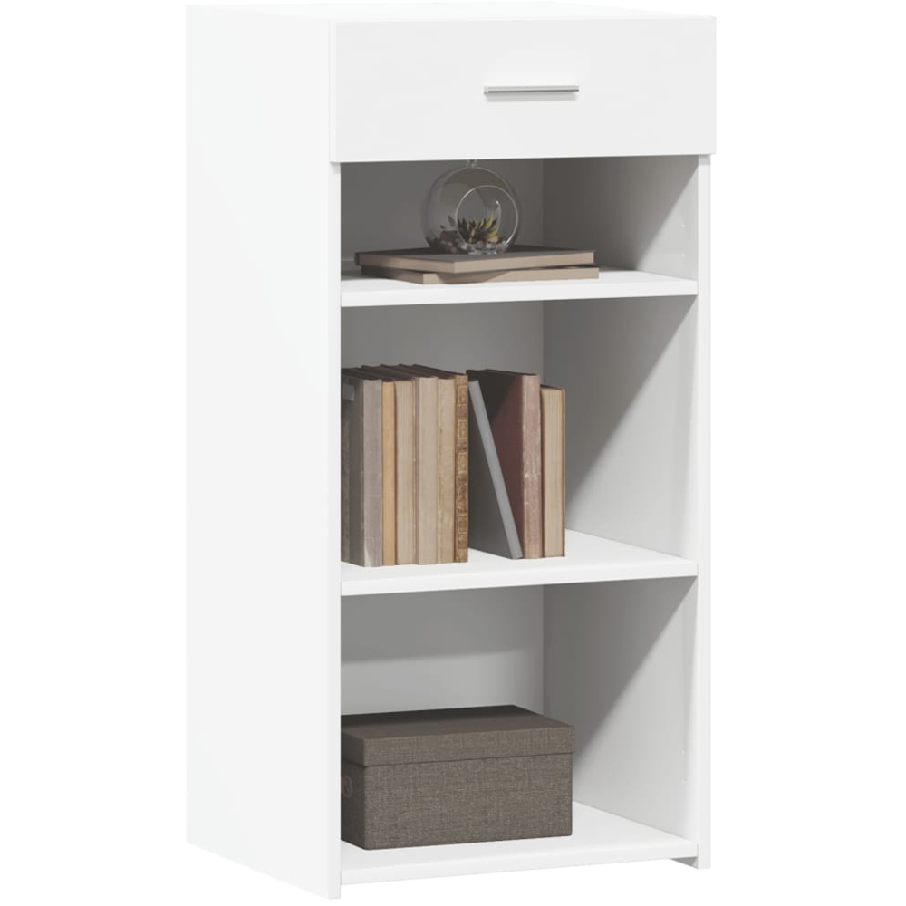 vidaXL Single Drawer 3 Shelf White Sideboard Image 3