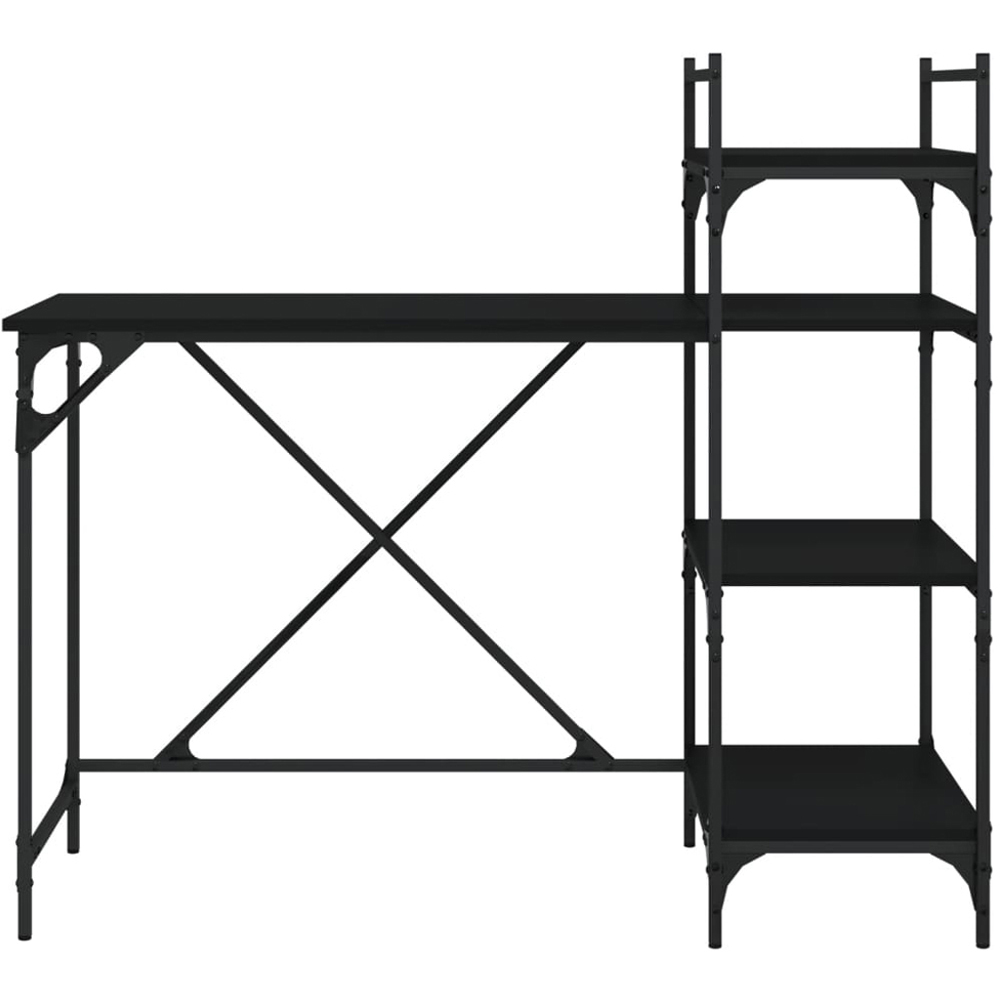 vidaXL 4 Shelf Industrial Style Computer Desk Black Image 4