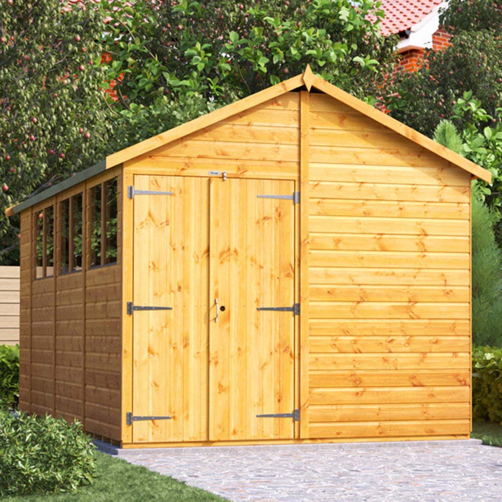 Power Sheds 14 x 8ft Double Door Apex Wooden Shed with Window Image 2