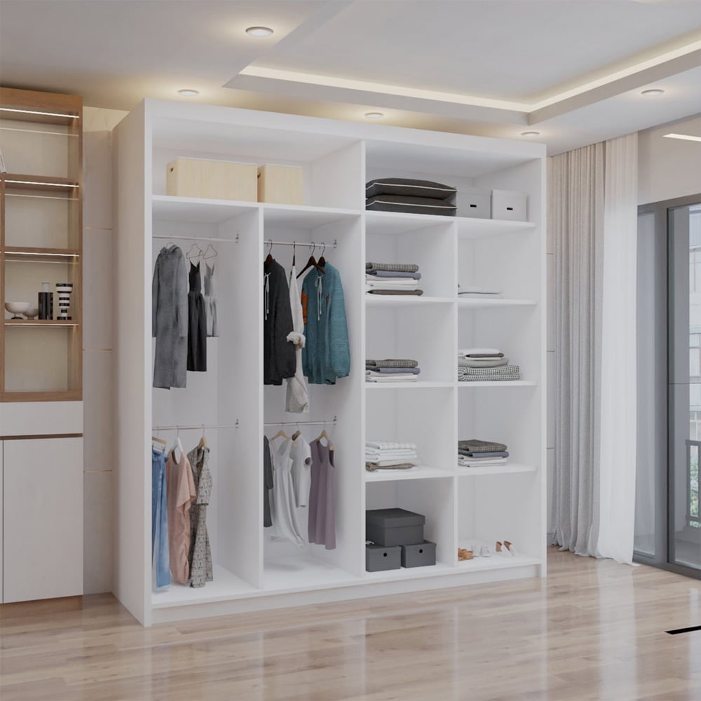 Sliding Wardrobes 4U 2 Sliding Door White Full Length Mirrored Wardrobe Image 2