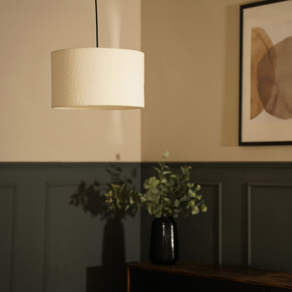 ValueLights Reni Cream Boucle Ceiling Drum Lamp Shade Medium Image 3