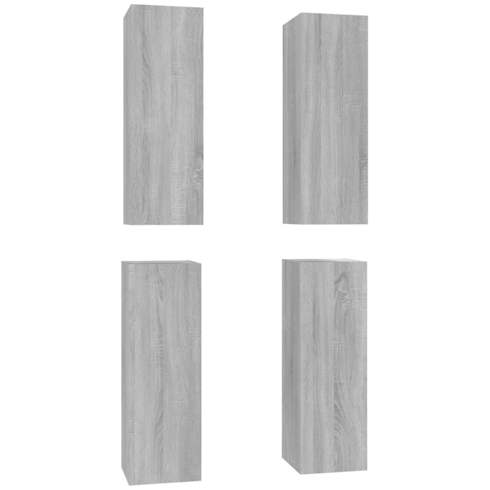 vidaXL Single Door Grey Sonoma TV Cabinet Set of 4 Image 2